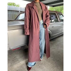 🔥VTG London Fog USA Wool Blend Blanket Lined Classic Preppy Mauve Trench Coat